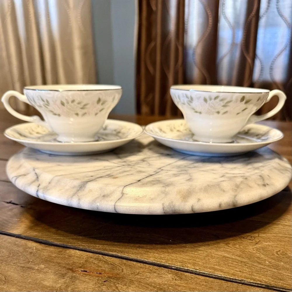 4pc VTG 60s Dalton Imperial China Wild Flower 745 Porcelain Teacup‎ Saucer Japan